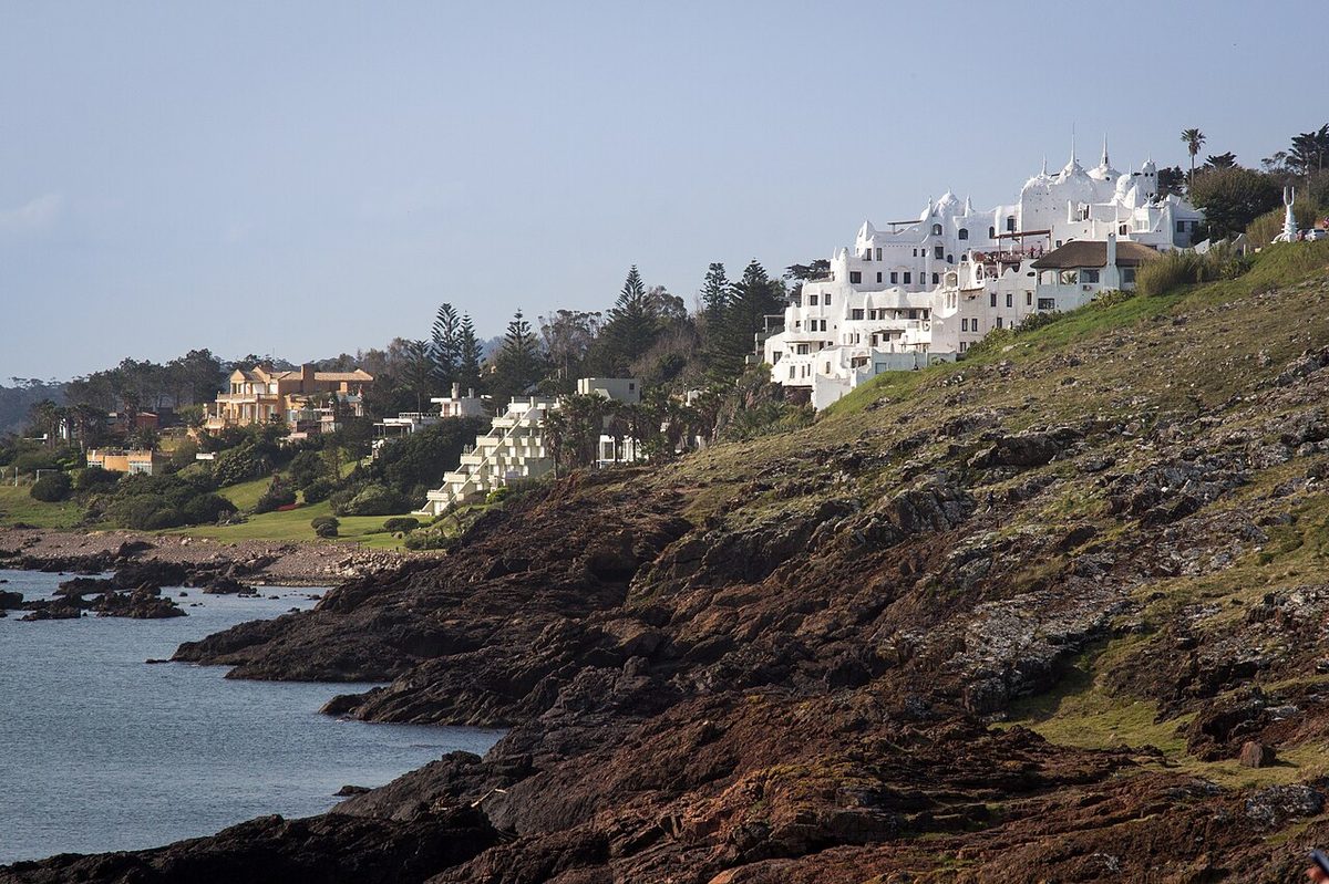 The white terraces of Casapueblo stacked against the sky at Punta Ballena