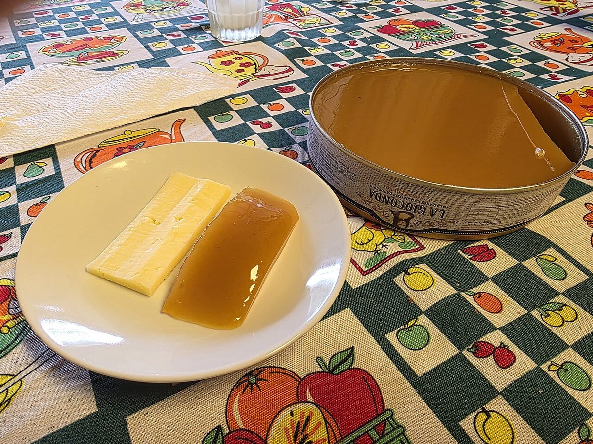 A traditional Uruguayan dessert of quince paste with fresh cheese