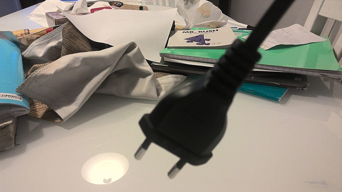 A Type C two-pin European-style plug, the kind Uruguay uses