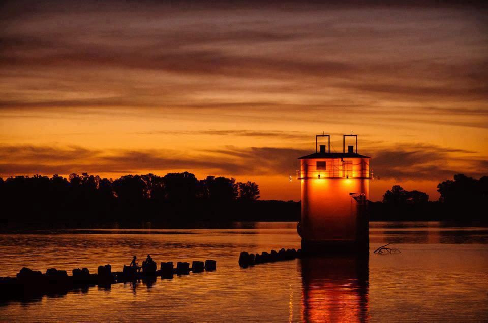 The Costanera riverfront promenade along the Rio Uruguay in Paysandu Uruguay at sunset