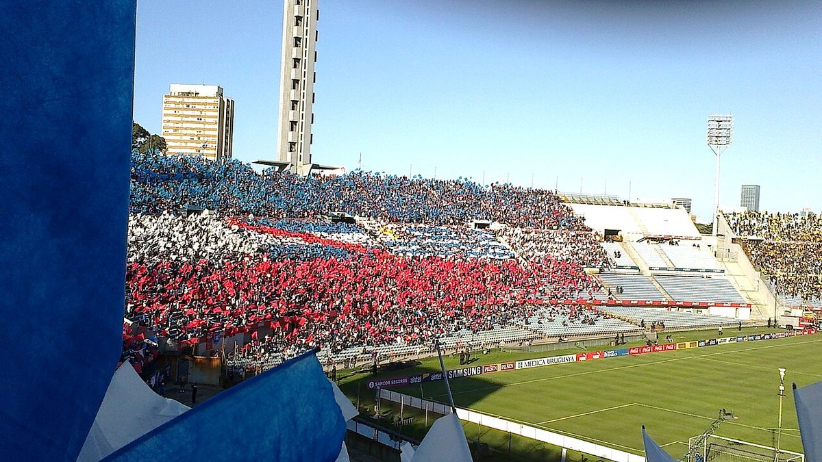 Fans at a Penarol vs Nacional clasico derby in Montevideo