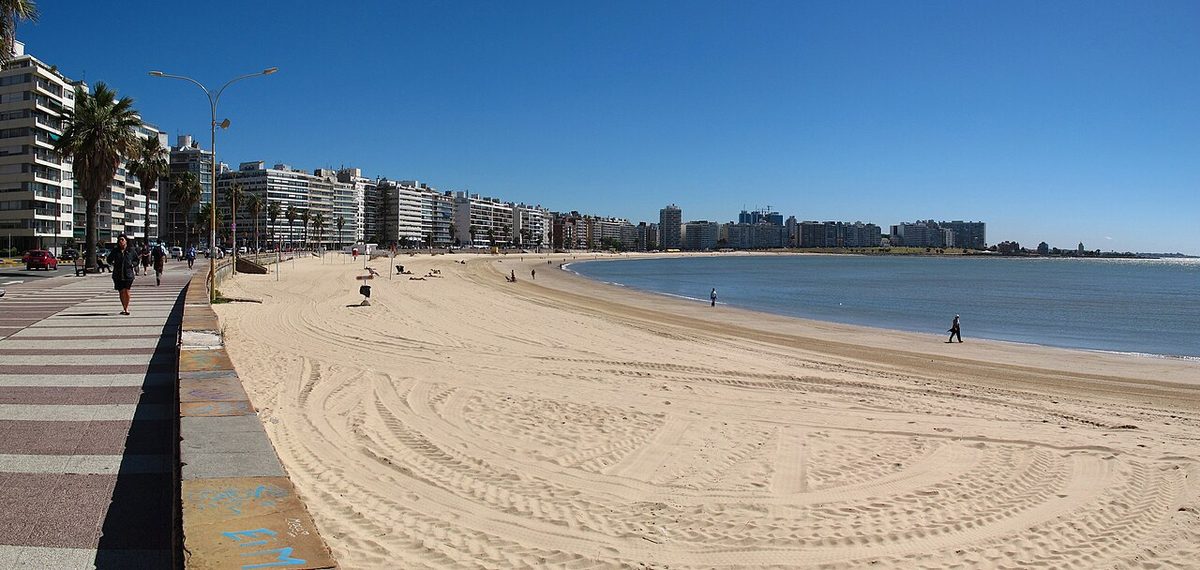 Pocitos beach and the rambla in Montevideo during the summer holidays