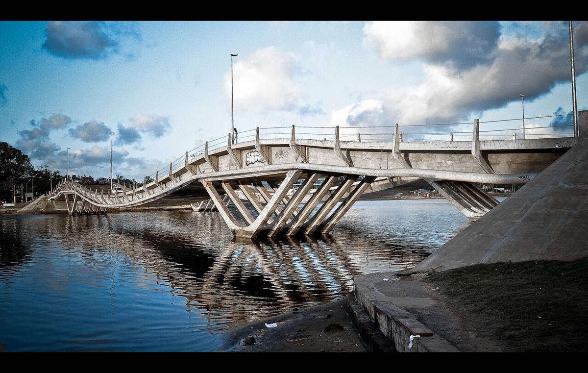 The undulating puente ondulante wavy bridge over the Maldonado stream connecting Punta del Este and la barra uruguay