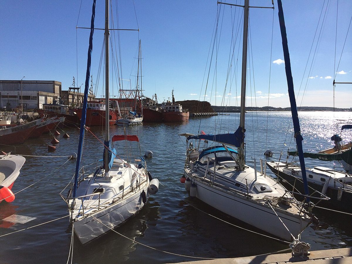 The breakwater and fishing port at La Paloma on the Uruguayan coast