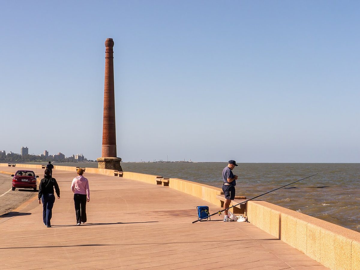 The waterfront rambla in Montevideo, the city riverside avenue and promenade