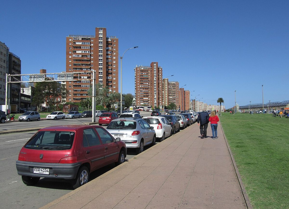 Apartment buildings lining the Rambla, a sought-after area to stay in Montevideo