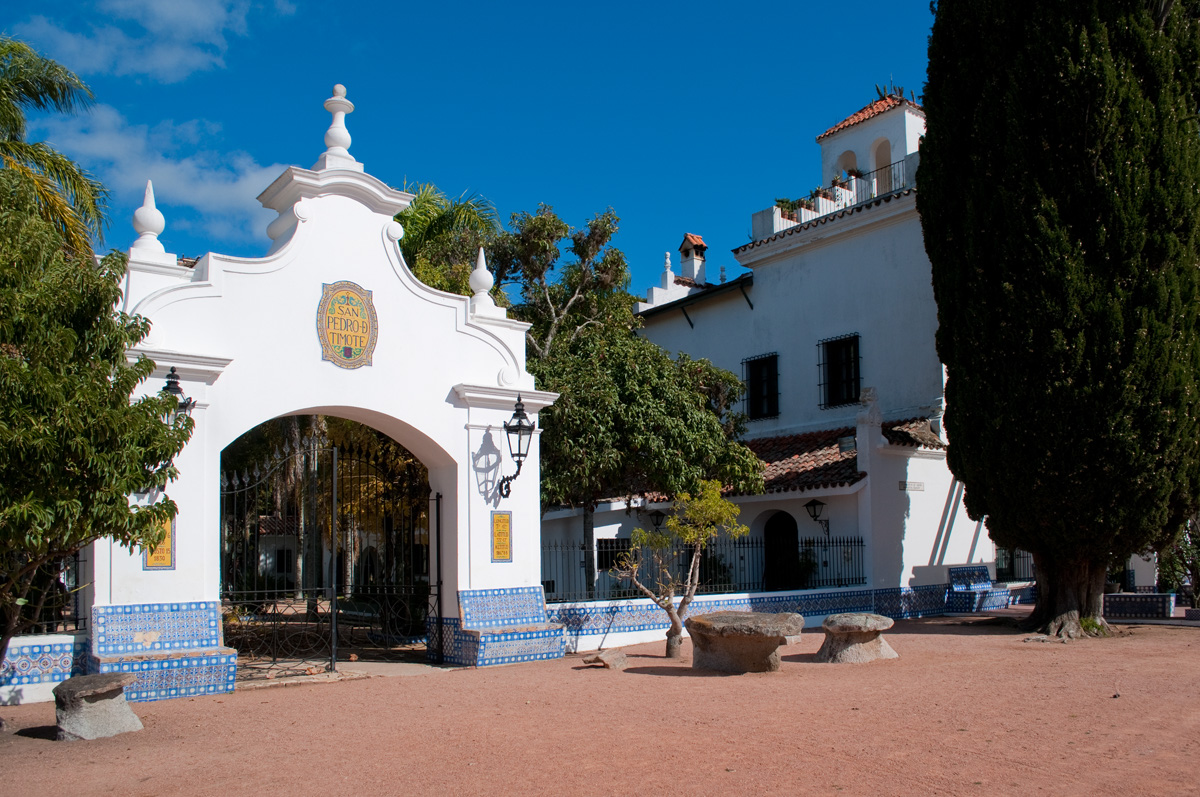 White colonial gateway of Estancia San Pedro de Timote in Florida department, Uruguay