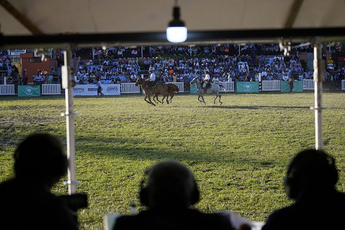 Gauchos in full dress at the Semana Criolla festival in Montevideo's Prado park