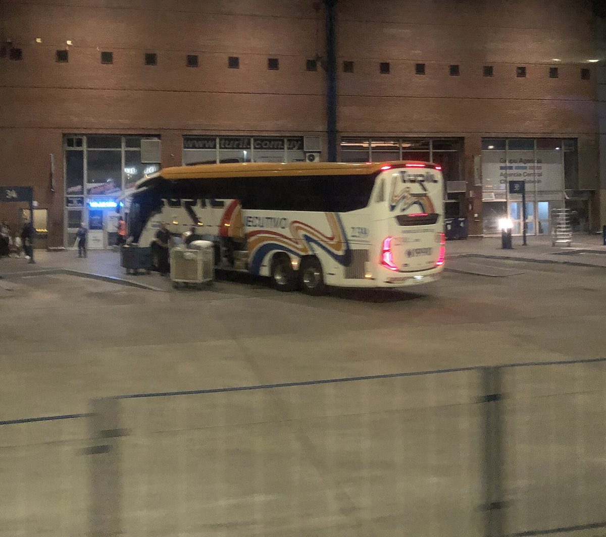 A Turil intercity coach at the platforms of Tres Cruces bus terminal in Montevideo