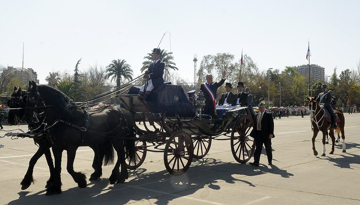 Civic and military parade marking a national holiday in Montevideo, Uruguay