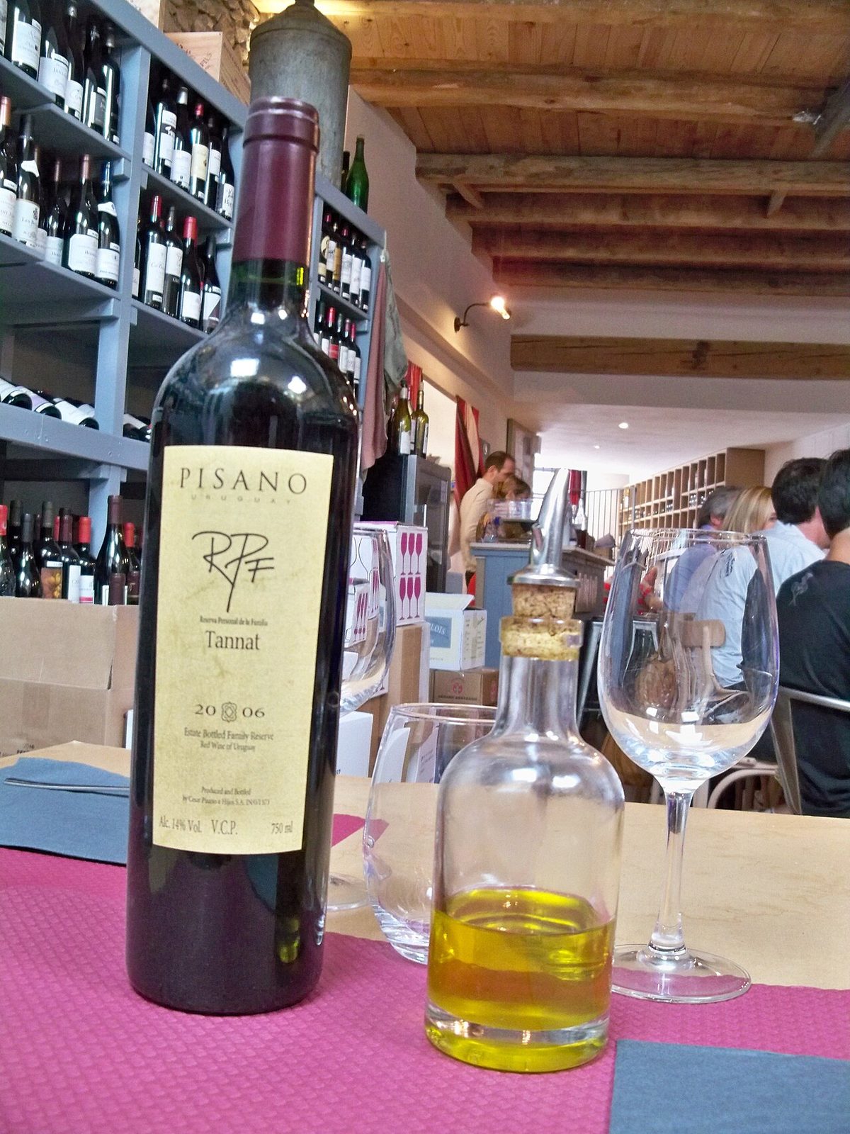 Wines poured for a tasting at a Uruguayan bodega